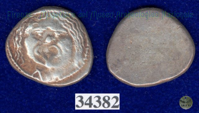 Testa di Metus / senza tipo (HN Italy 152) 400 a.C. (Pupluna)