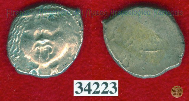 Testa di Metus / senza tipo (HN Italy 152) 400 a.C. (Pupluna)