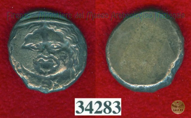 Testa di Metus / senza tipo (HN Italy 152) 400 a.C. (Pupluna)