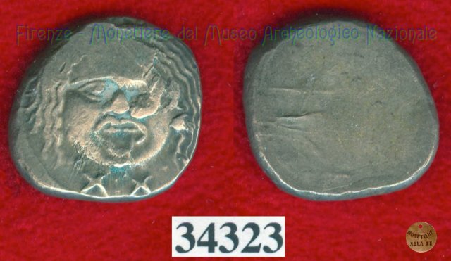 Testa di Metus / senza tipo (HN Italy 152) 400 a.C. (Pupluna)