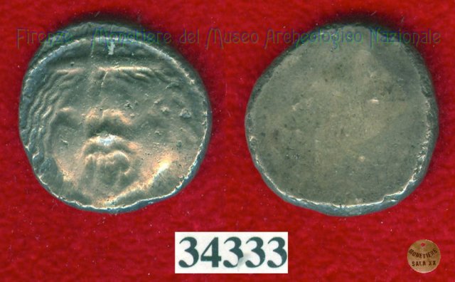 Testa di Metus / senza tipo (HN Italy 152) 400 a.C. (Pupluna)