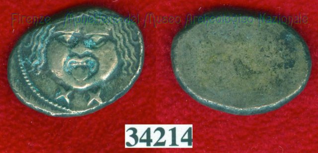 Testa di Metus / senza tipo (HN Italy 152) 400 a.C. (Pupluna)