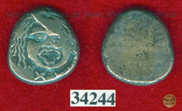 Testa di Metus / senza tipo (HN Italy 152) 400 a.C. (Pupluna)