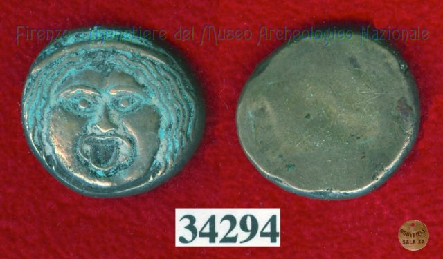 Testa di Metus / senza tipo (HN Italy 152) 400 a.C. (Pupluna)