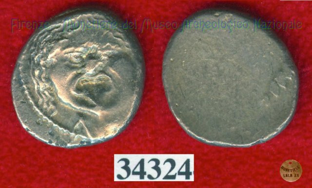 Testa di Metus / senza tipo (HN Italy 152) 400 a.C. (Pupluna)