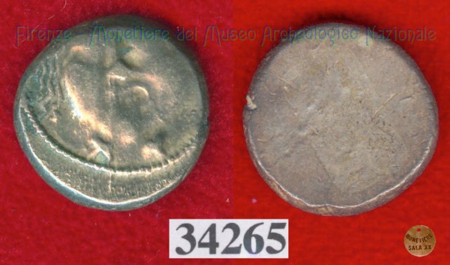 Testa di Metus / senza tipo (HN Italy 152) 400 a.C. (Pupluna)