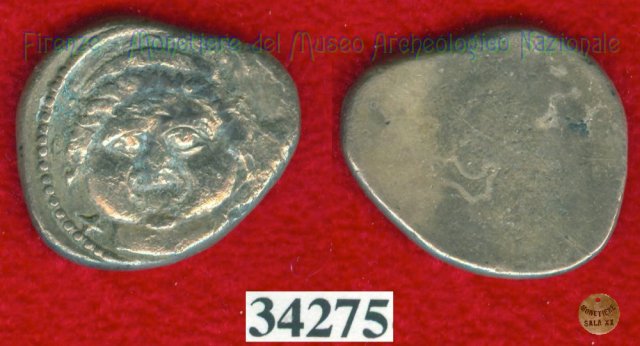 Testa di Metus / senza tipo (HN Italy 152) 400 a.C. (Pupluna)