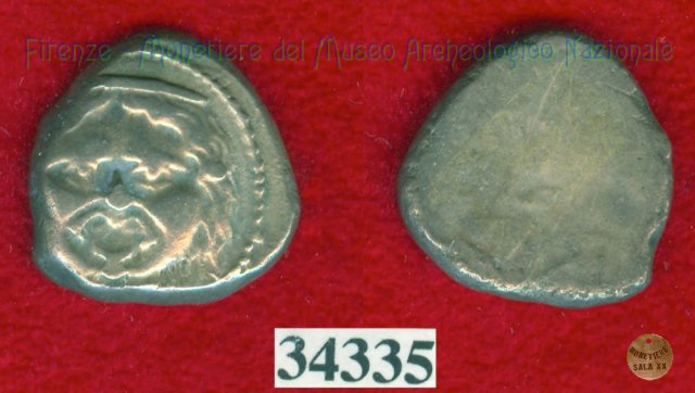 Testa di Metus / senza tipo (HN Italy 152) 400 a.C. (Pupluna)