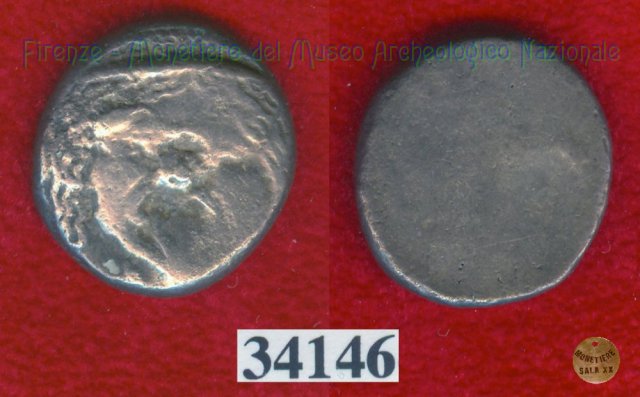 Testa di Metus / senza tipo (HN Italy 152) 400 a.C. (Pupluna)