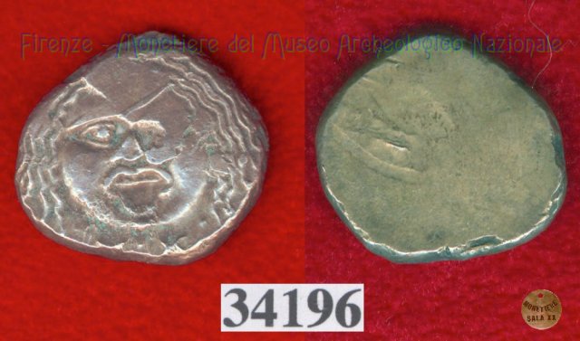 Testa di Metus / senza tipo (HN Italy 152) 400 a.C. (Pupluna)