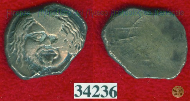 Testa di Metus / senza tipo (HN Italy 152) 400 a.C. (Pupluna)