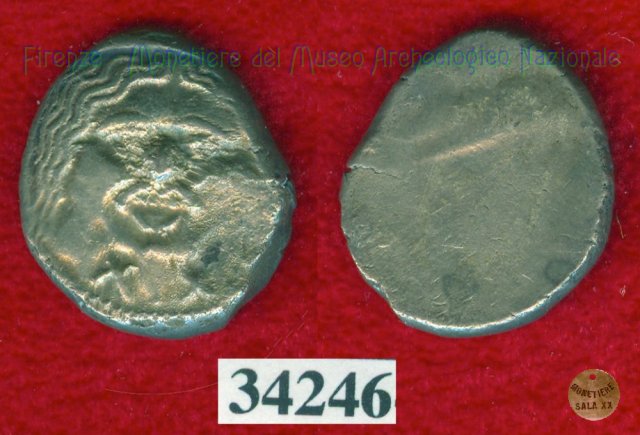 Testa di Metus / senza tipo (HN Italy 152) 400 a.C. (Pupluna)