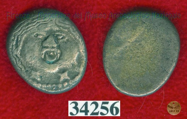 Testa di Metus / senza tipo (HN Italy 152) 400 a.C. (Pupluna)