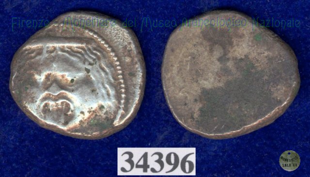 Testa di Metus / senza tipo (HN Italy 152) 400 a.C. (Pupluna)