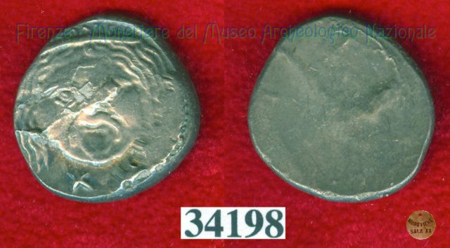 Testa di Metus / senza tipo (HN Italy 152) 400 a.C. (Pupluna)