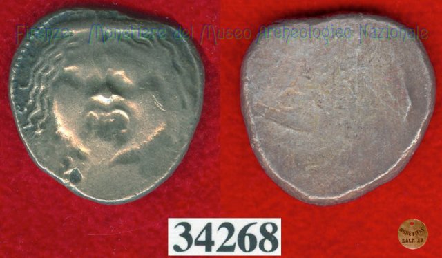 Testa di Metus / senza tipo (HN Italy 152) 400 a.C. (Pupluna)