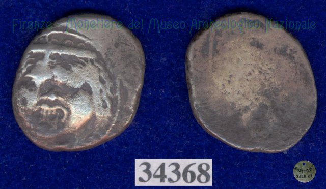 Testa di Metus / senza tipo (HN Italy 152) 400 a.C. (Pupluna)