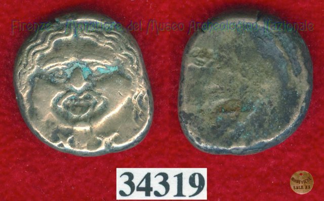 Testa di Metus / senza tipo (HN Italy 152) 400 a.C. (Pupluna)