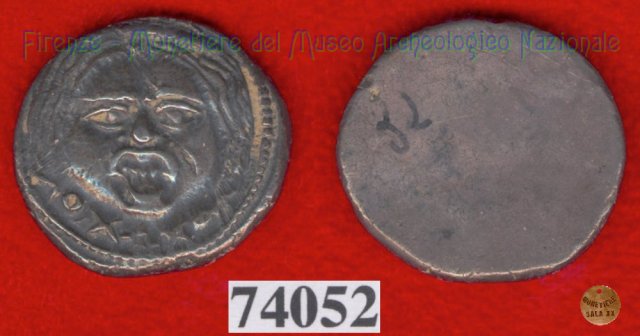 Testa di Metus / senza tipo (HN Italy 152) 400 a.C. (Pupluna)