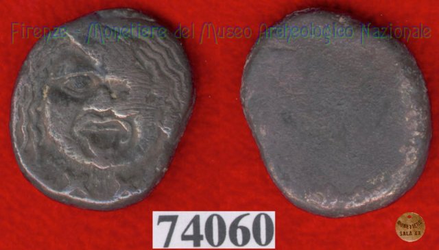 Testa di Metus / senza tipo (HN Italy 152) 400 a.C. (Pupluna)