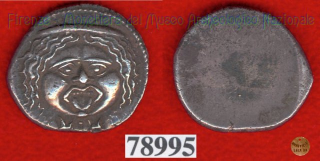 Testa di Metus / senza tipo (HN Italy 152) 400 a.C. (Pupluna)