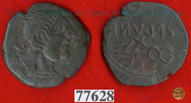 Testa di Turms / 2 caducei (HN Italy 190) 400 a.C. (Pupluna)