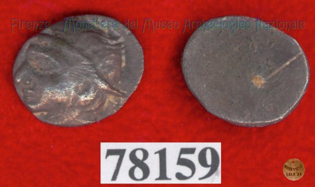 Testa di Turms a s. / senza tipo (HN Italy 163) 400 a.C. (Pupluna)