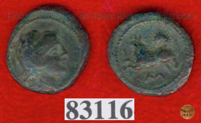 Testa maschile / Cane - sigma (HN Italy 70) 299-200 a.C. (Val di Chiana)