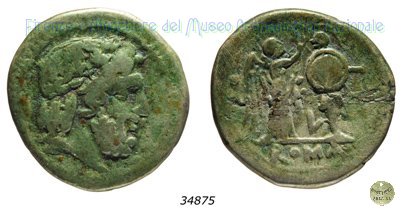 Vittoriato anonimo con lettera L 211-208 a.C. (Luceria)