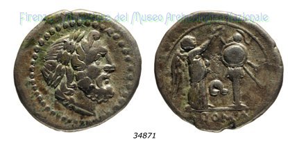 Vittoriato anonimo con lettera Q 211-210 a.C. (Apulia)