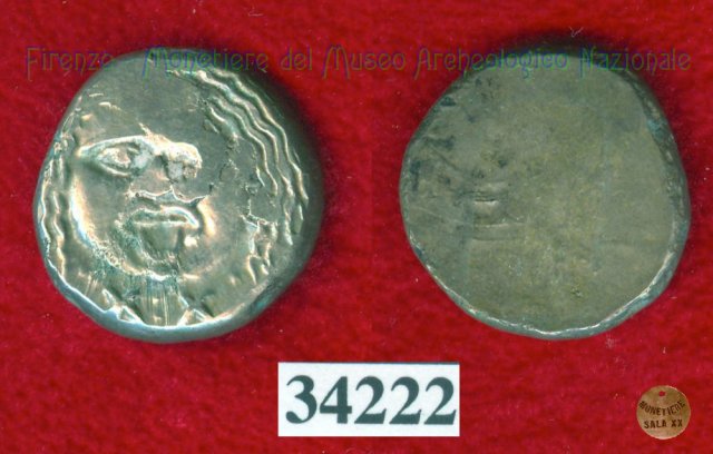 Testa di Metus / senza tipo (HN Italy 152) 400 a.C. (Pupluna)